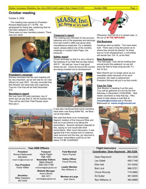 MASM Newsletter - Mather Aerospace Modelers
