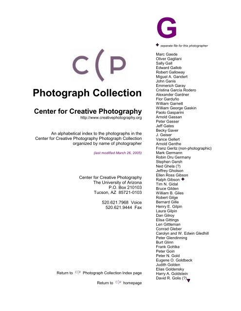 Photograph Collection - Center for Creative Photography