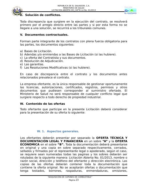 BASES DE LICITACION ABIERTA DR-CAFTA LA No - Ministerio de ...