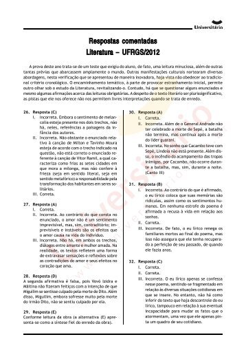 Resolução de Literatura - UFRGS 2012 - PasseNaUFRGS.com.br