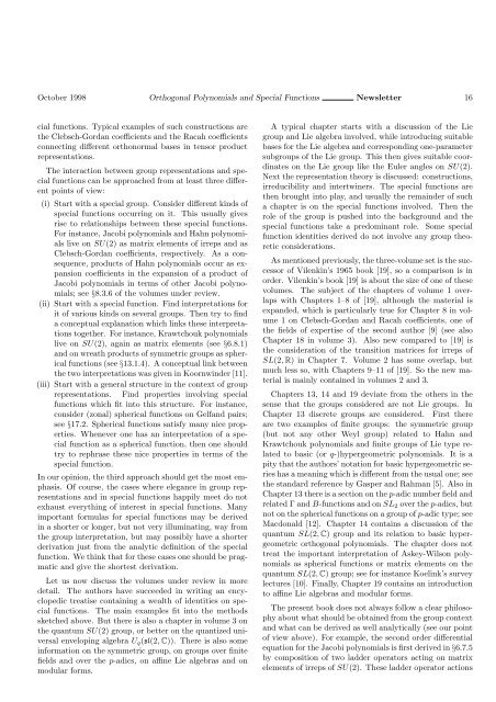 Orthogonal Polynomials and Special Functions