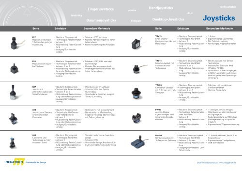 Joysticks - Megatron Elektronik AG & Co. Industrietechnik KG