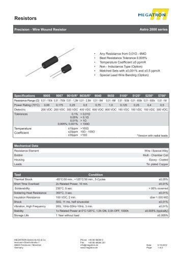 Data Sheet Series Astro9x - Megatron Elektronik AG & Co ...