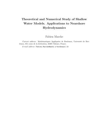 Theoretical and Numerical Study of Shallow Water Models - UFR de ...