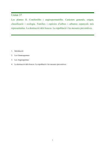 Les plantes II. Coniferòfits i angiospermatòfits. Caracters generals ...