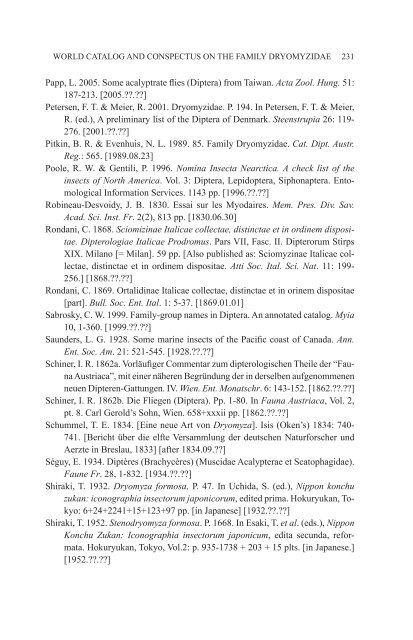 World Catalog and Conspectus on the Family Dryomyzidae (Diptera ...