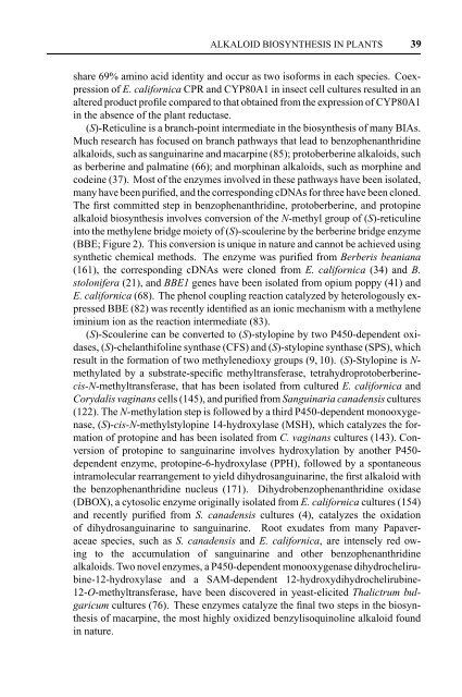 ALKALOID BIOSYNTHESIS IN PLANTS: Biochemistry, Cell ... - UFV