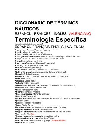 Diccionario de términos náuticos Español ... - Optimist Valencia