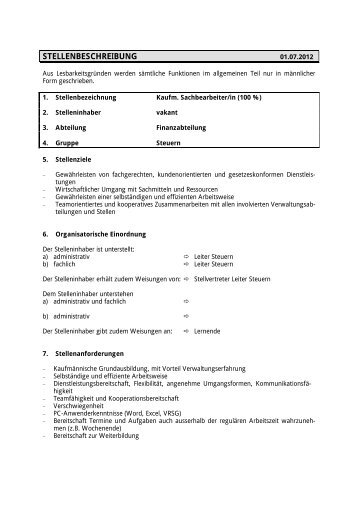 STELLENBESCHREIBUNG - in der Gemeinde Meilen