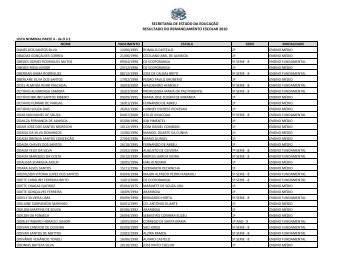 secretaria de estado da educação resultado do remanejamento