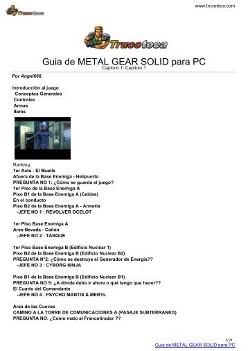 Guia de METAL GEAR SOLID para PC - Trucoteca.com