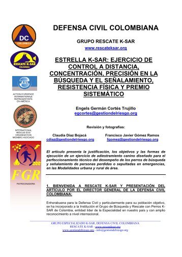defensa civil colombiana grupo rescate k-sar - Perros de Búsqueda