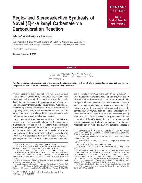 Regio- and Stereoselective Synthesis of Novel (E)-1-Alkenyl ...
