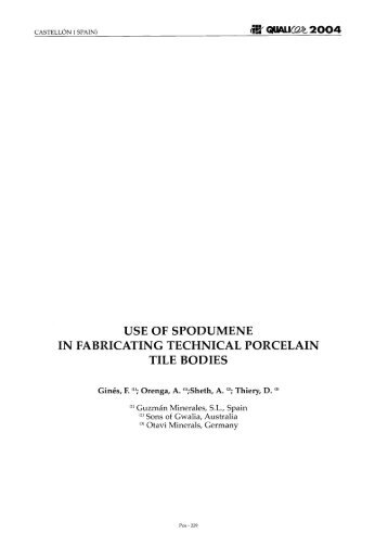 use of spodumene in fabricating technical porcelain tile ... - Qualicer