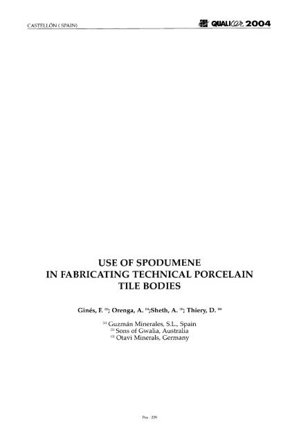 use of spodumene in fabricating technical porcelain tile ... - Qualicer