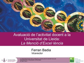 Avaluació de l'activitat docent a la Universitat de Lleida: La Menció d ...