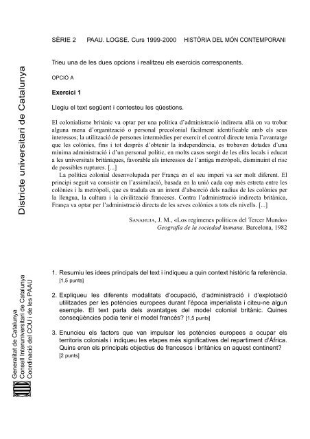 Districte universitari de Catalunya Districte universitari de Catalunya