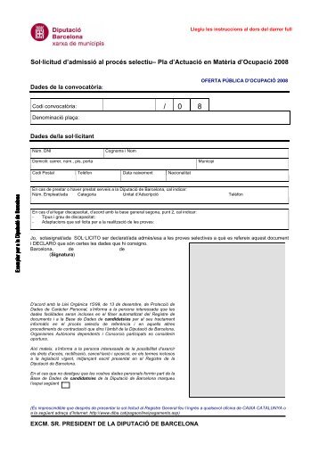 model genèric de sol·licitud d'admissió [pdf] - Diputació de Barcelona