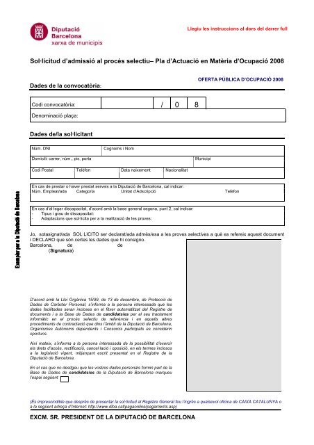 model genèric de sol·licitud d'admissió [pdf] - Diputació de Barcelona