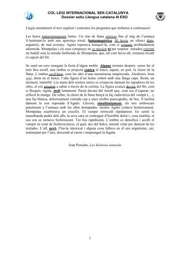 Dossier est 4t eso.pdf - PARAULES I LLIBRES. Llengua catalana i ...