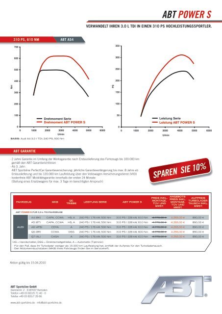 SPAREN SIE 10% ABT POWER S - ABT Sportsline