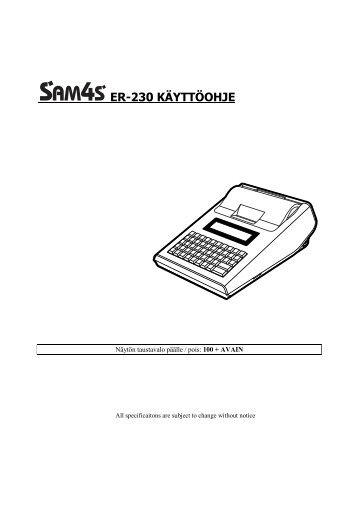 ER-230 Käyttöohje - Kassatiimi