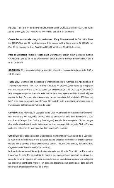 ACUERDOEXTRAORDINARIO NUMERODOC E.- En Corrien- tes, a ...