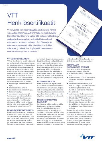 VTT Henkilösertifikaatit - Rakennustutkimus R. Wagner