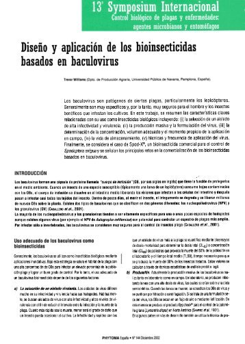 Diseño y aplicacion de los bioinsecticidas basados en baculovirus