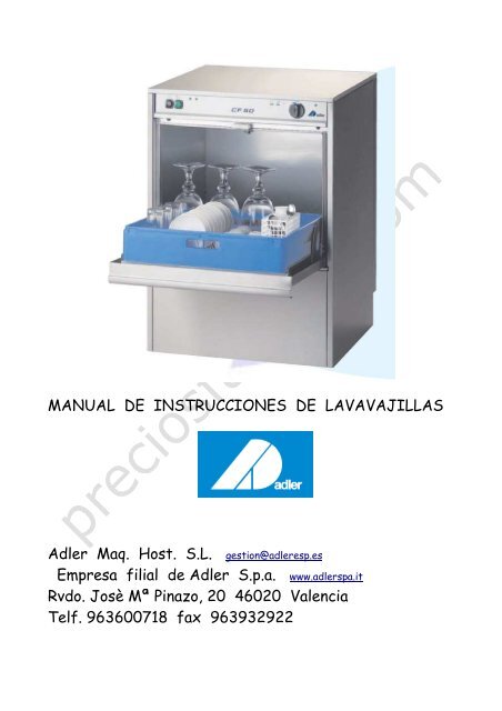 MANUAL DE INSTRUCCIONES DE LAVAVAJILLAS Adler ... - Inco