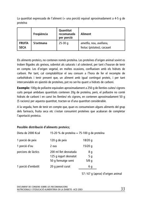 Document de consens sobre les recomanacions nutricionals i d ...