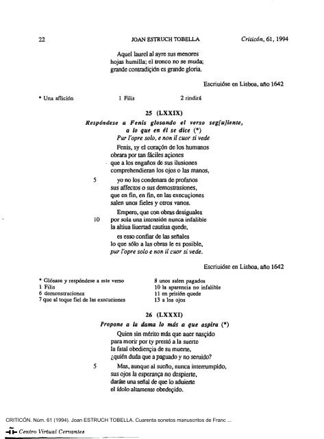 Cuarenta sonetos manuscritos de Francisco Manuel de Melo
