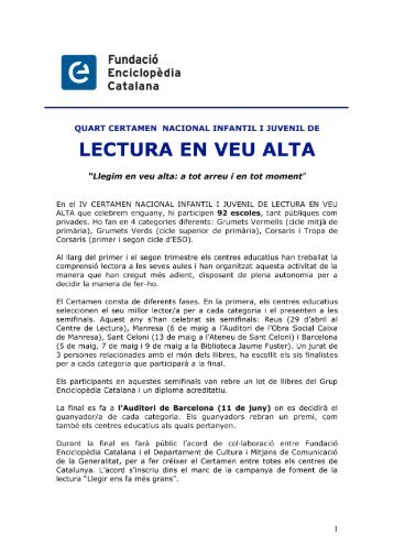 LECTURA EN VEU ALTA - Grup Enciclopèdia Catalana