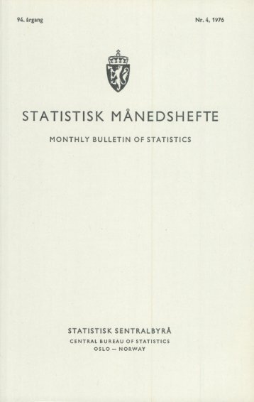 of monthly and quarterly statistics - SSB