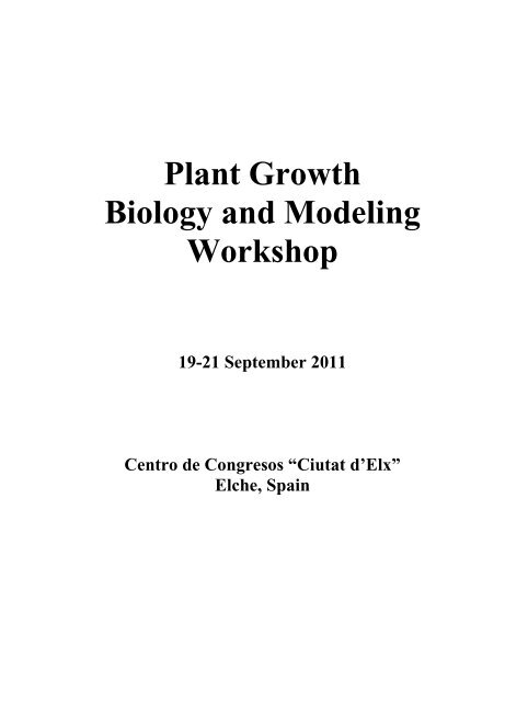 Plant Growth Biology and Modeling Workshop - Arabidopsis ...