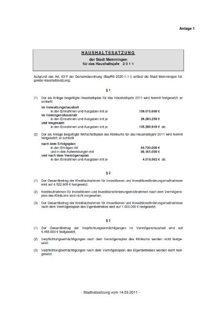 Die im Internet verÃ¶ffentlichte Niederschrift der ... - Stadt Memmingen