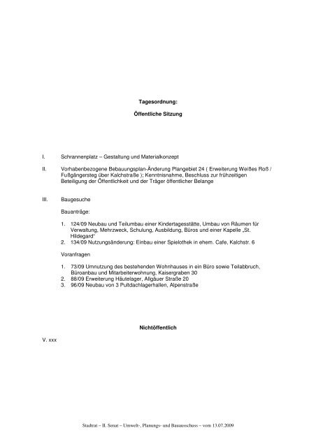Niederschrift Sitzung vom 13.07.09 - Stadt Memmingen