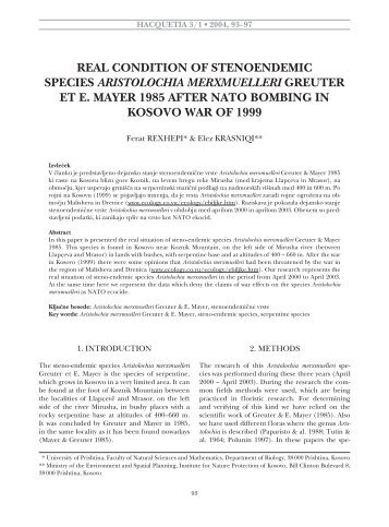 real condition of stenoendemic species aristolochia ... - dLib.si