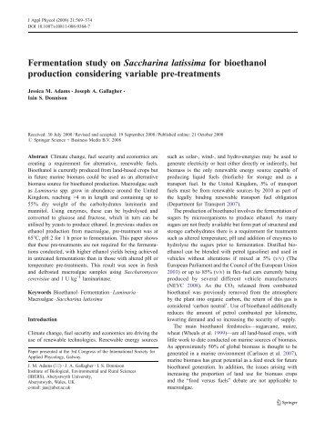 Fermentation study on Saccharina latissima for bioethanol ...