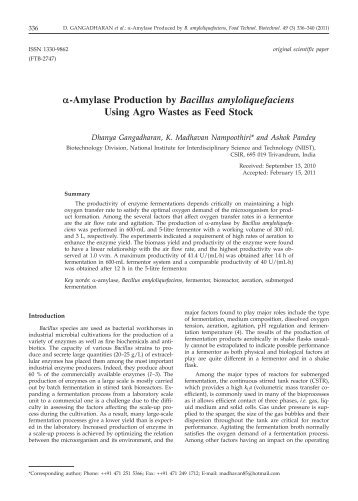 a-Amylase Production by Bacillus amyloliquefaciens Using Agro ...