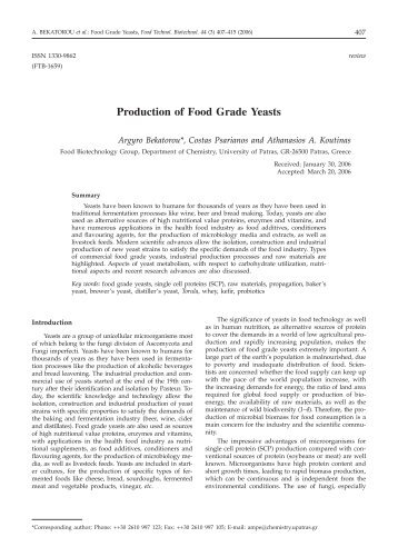 Production of Food Grade Yeasts - Food Technology and ...