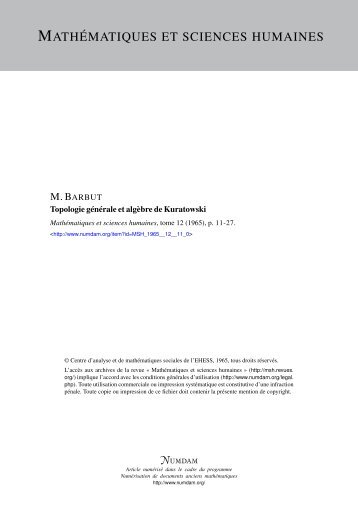 Topologie générale et algèbre de Kuratowski - Numdam