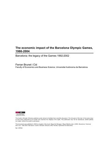The economic impact of the Barcelona Olympic Games, 1986-2004
