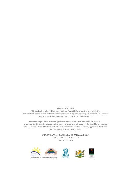 Mpumalanga Biodiversity Conservation Plan Handbook - bgis-sanbi