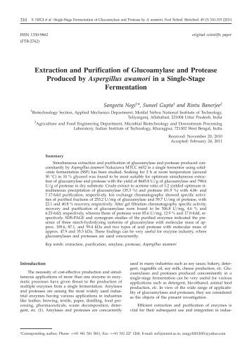 Extraction and Purification of Glucoamylase and Protease Produced ...