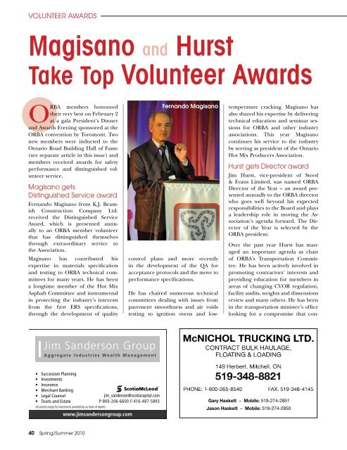 Spring Summer 2010 Issue - Ontario Road Builders' Association