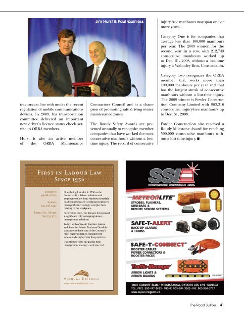 Spring Summer 2010 Issue - Ontario Road Builders' Association