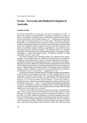 Ferals: Terra-ism and Radical Ecologism in Australia - [API] Network
