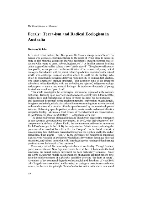 Ferals: Terra-ism and Radical Ecologism in Australia - [API] Network