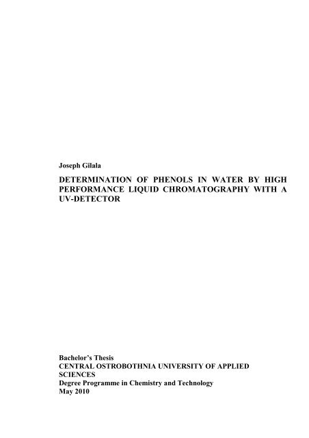 Determination of phenols in water by high performance ... - Theseus